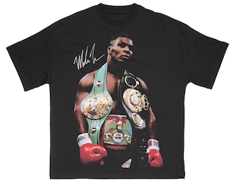 -shirt Mike Tyson | T-shirt graphique de boxe | Chemise de l'an 2000 | Streetwear vintage | T-shirt dédicacé