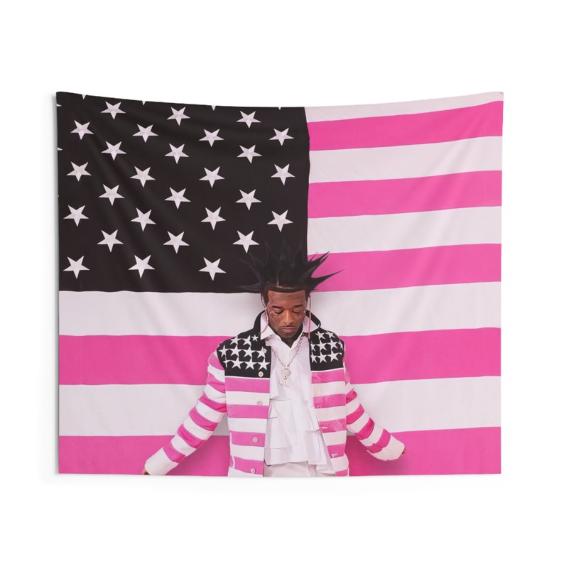 Lil Uzi Vert Pink Tape Tapestry, American Flag, Wall Decor, Hip Hop