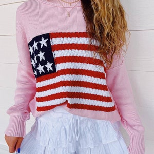 Suéter del Día de los Caídos, suéter de la bandera estadounidense, suéter del 4 de julio, orgullo americano, Dios bendiga a América, suéter de punto imagen 5