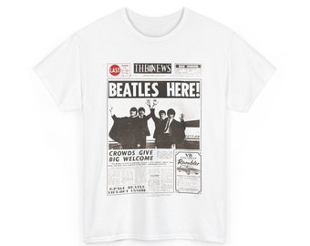 Camisa de los Beatles, camisa con estampado de periódico, camiseta con gráfico de banda vintage