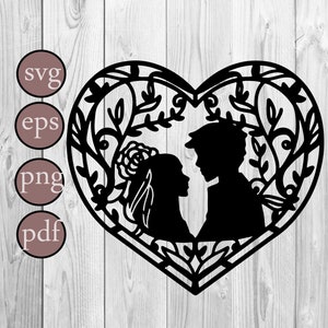 Heart Love Couple Man Woman Kiss Loving Gaze Romance Romantic Symbol Valentine Card Wedding Logo.SVG.PNG Clipart Vector Cricut Cut Cutting
