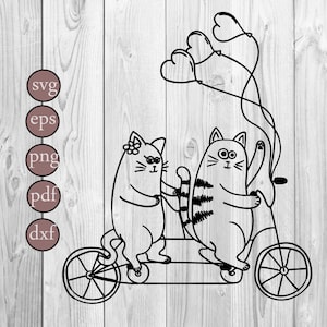 amor dos gatos Svg Cricut y Silhouette, descarga instantánea Digital svg eps dpf png dxf