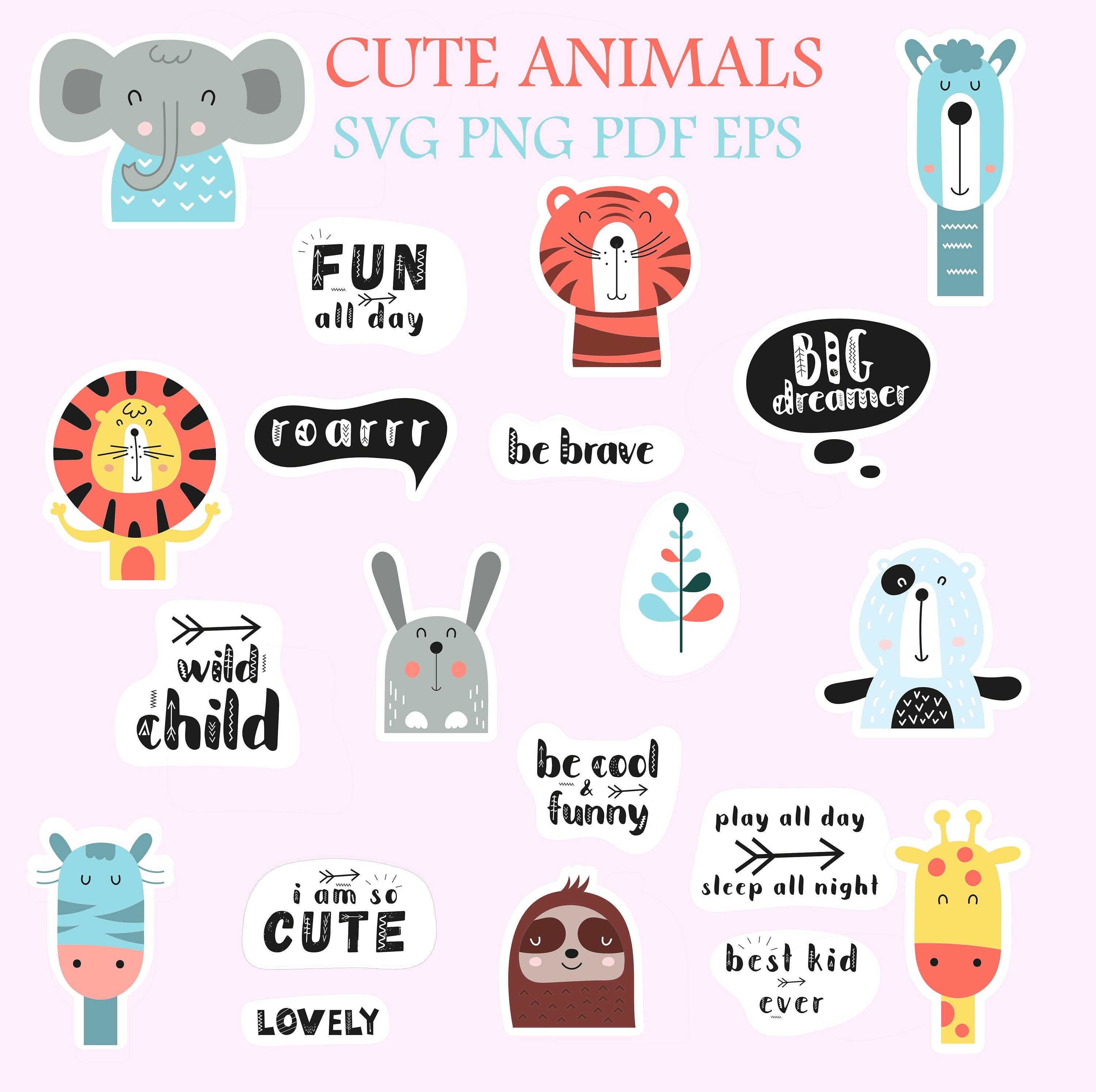 Cute Animals Svg Png/nursery Decor PNG Digital Download Cute - Etsy