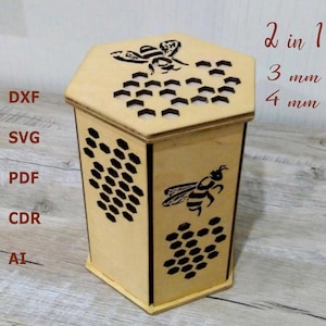 gift box svg cricut decorative wooden honye jam box laser cut svg file Glowforge honey Honey box dxf cnc vector pattern Honey box laser cut