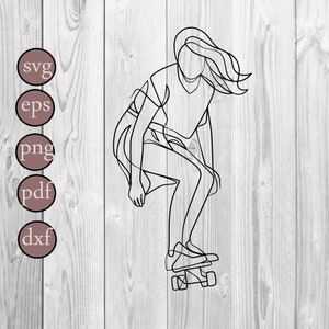 Decoration Line Art Skateboarding Laser Cut, Svg, Dxf, Glowforge  Cutting, Pdf , Dxf, Svg Eps Digital Vector Files Instant Download