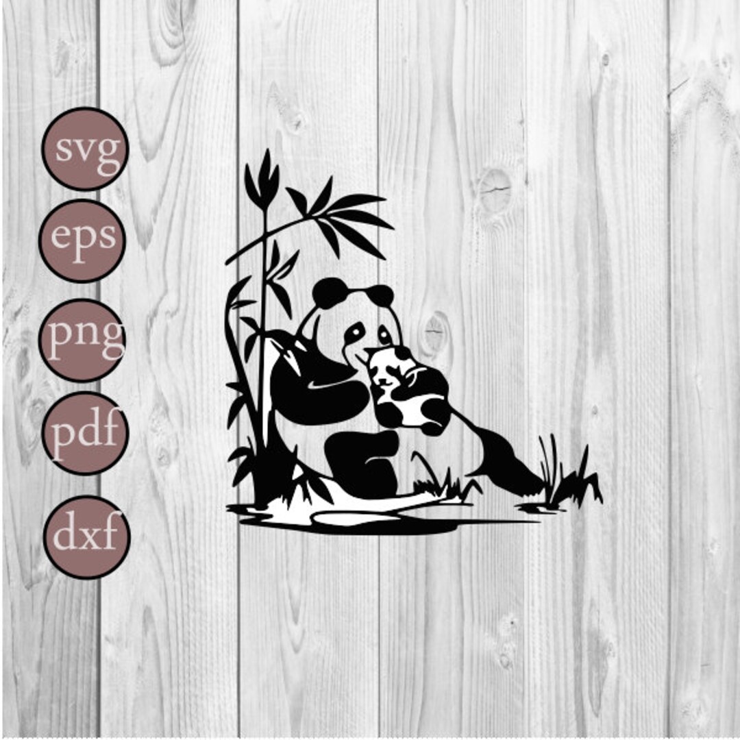 Panda Bear With His Baby on His Hand Svg Dxf Eps Pdf and Png File ...