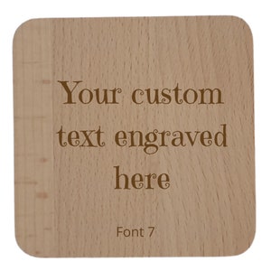 Personalised Beechwood Square Coaster | Birthday Gift | Housewarming Gift | Personalised Message | Anniversary Gift | Custom Coaster