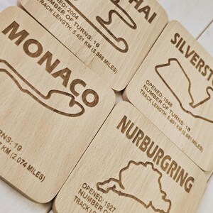 F1 Circuit Beech Wood Coaster Single or Sets - Formula 1 Race Track gift image 2