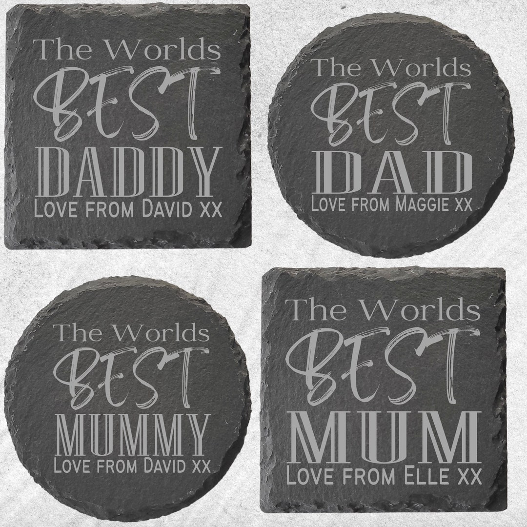 Natural Slate Coaster Best Mum and Dad | Mothers Day | Fathers Day ...