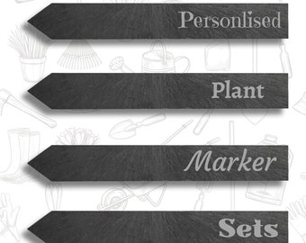 Sets of Personalised Slate Plant Sign, Tags, Labels for Garden, Herbs, Vegetables