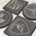 Laser Engraved Slate Coaster Car Logo, Luxury Car Brands, Sports Cars.