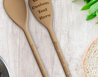 Personalised Wooden Mixing Spoon 25cm Long | Mothers Day | Christmas | Birthday | Wedding | Anniversary | Fathers Day |