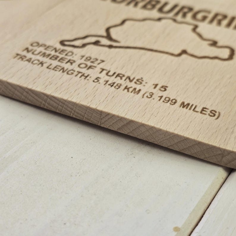 F1 Circuit Beech Wood Coaster Single or Sets - Formula 1 Race Track gift image 3
