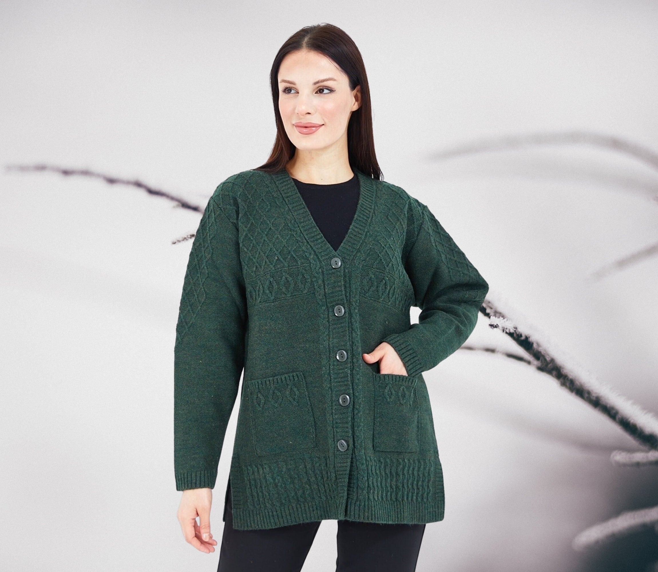 Ladies green cardigan sweaters online