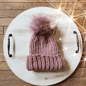 Adult luxury wool hat / hand knit / pink hat