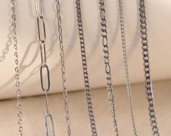 Custom Silver Chain Necklace, Thin Adjustable Silver Chains, Simple Dainty Silver Chain, Waterproof Non tarnish Silver Chain, Gift for her