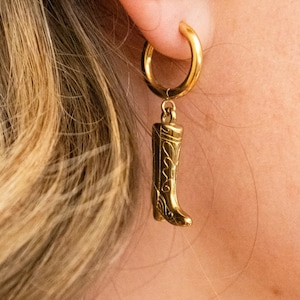 Gold Cowboy Boot Earrings, Western Dangle Earrings, Wild West Jewelry, Cowboy Earrings, Dallas Cowboys Inspired, Country Gift for Her