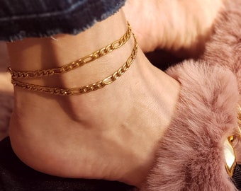 18k Gold Cuban Link Anklet, Cute Chunky Gold Chain Anklet, Thick Non Tarnish Anklet, Waterproof Anklet, Gold Boho Jewelry, Anklets for Women