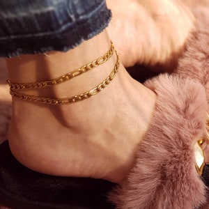 Dainty Chain Ankle Bracelet: Cuban Chain 18K Gold Filled Steel Anklet
