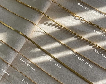 18K Gold Filled Chain, 16 inch Gold Chain, 18", 20 inch gold chain, 22", 24 inch gold chain necklace, Waterproof Non Tarnish, Bridemaid Gift