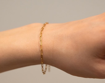 18K Gold Filled Paperclip Chain Bracelet, Tiny Link bracelet, DailyWear Bracelets, Delicate Bracelet, Gift for Her