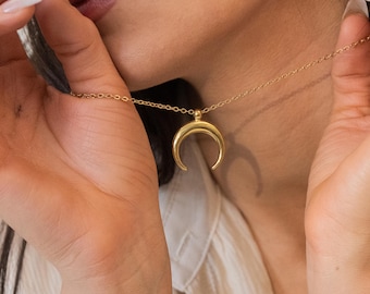 Crescent Moon Ring Holder Necklace, Gold Filled Ring Keeper for Engagement Ring, Nurse Ring Holder, Non Tarnish Ring, Gifts for Her