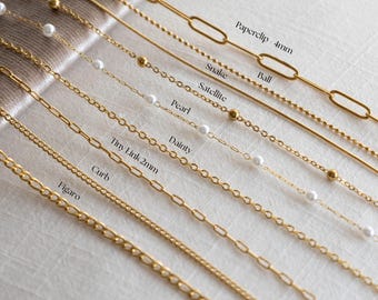 18K Gold Filled Chain Necklace, Twisted Chain, 18K Stainless Steel Chain for Daily Wear, Minimalist Non Tarnish Gold Jewelry