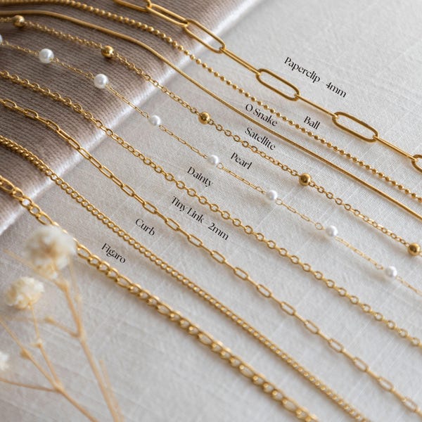 18K Gold Filled Bracelet, Paperclip Curb Figaro Satellite Chain, Dainty Gold Bracelet, Waterproof Non Tarnish, Minimalist Gift for Her