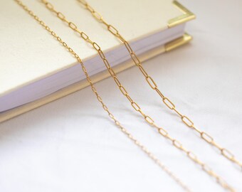 Waterproof 18K Gold Filled Paperclip Chain Necklace, Delicate Layered Chain Necklace, Box Chain, Everyday Chain, Curb Chain, Gift for Her