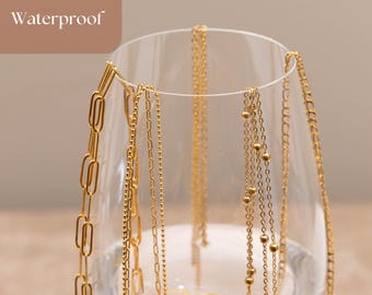 18K GOLD FILLED Chain, Adjustable Steel Chain, Waterproof Daily Wear Chain Necklace, Non Tarnish Chain Necklace, Unisex , Chain for Kids