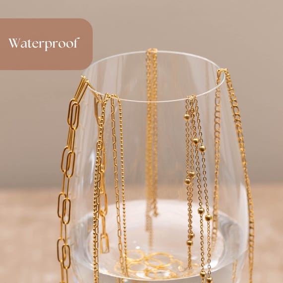 18K GOLD FILLED Chain, Adjustable Steel Chain, Waterproof Daily - Main Image
