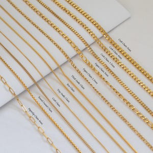 Waterproof 18K Gold FILLED Chain Necklace, Paperclip Chain Box Chain, Figaro Chain, Everyday Chain, Pearl Chain,Everyday Chain, Gift for Her