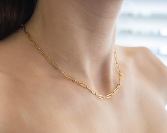 Waterproof 18K Gold Filled Chain Necklace, Box Chain, Curb Chain, Link Chain, Dainty Chain, Paperclip Chain, Beaded Chain, Gift for Her