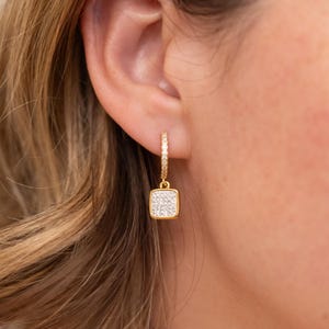 Minimalist Dangle Diamond Earrings, Diamond Drop Earrings for Every Day Wear, Dainty CZ Gold Dangle Drop Earrings, Bridesmaid Gifts