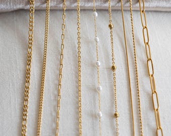 Waterproof-18K gold filled stainless steel chain for daily wear, minimalist non-tarnish gold necklace, sweat-proof jewelry