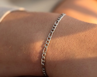 Silver Stainless Steel Chain Bracelet, Personalized Christmas Gift, Waterproof Steel Chain, Chain UNISEX Silver Non Tarnish Bracelet
