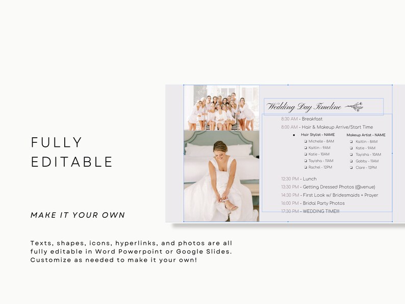KALIE Wedding Template --- 20-Slide Wedding Planning Digital Download Template, Google Slides, Wedding Timeline, Bridesmaid Template image 4