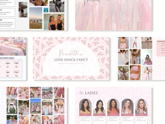 LOVE SHACK FANCY Bachelorette Template   ---   20-Slide Bachelorette Planning Digital Download Template, Google Slides, Lake Bachelorette
