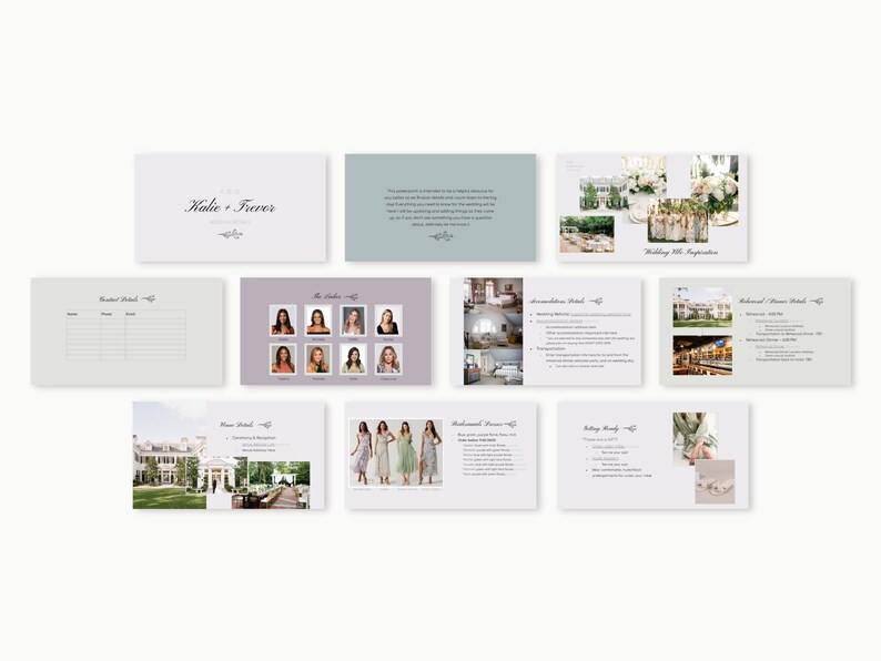 KALIE Wedding Template --- 20-Slide Wedding Planning Digital Download Template, Google Slides, Wedding Timeline, Bridesmaid Template image 2
