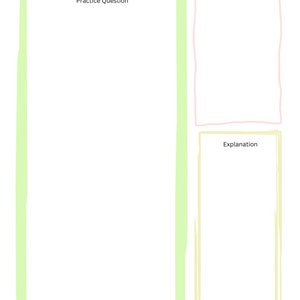 May include: A printable worksheet with three boxes. The first box is green and labeled "Practice Question". The second box is pink and labeled "Equations". The third box is yellow and labeled "Explanation".