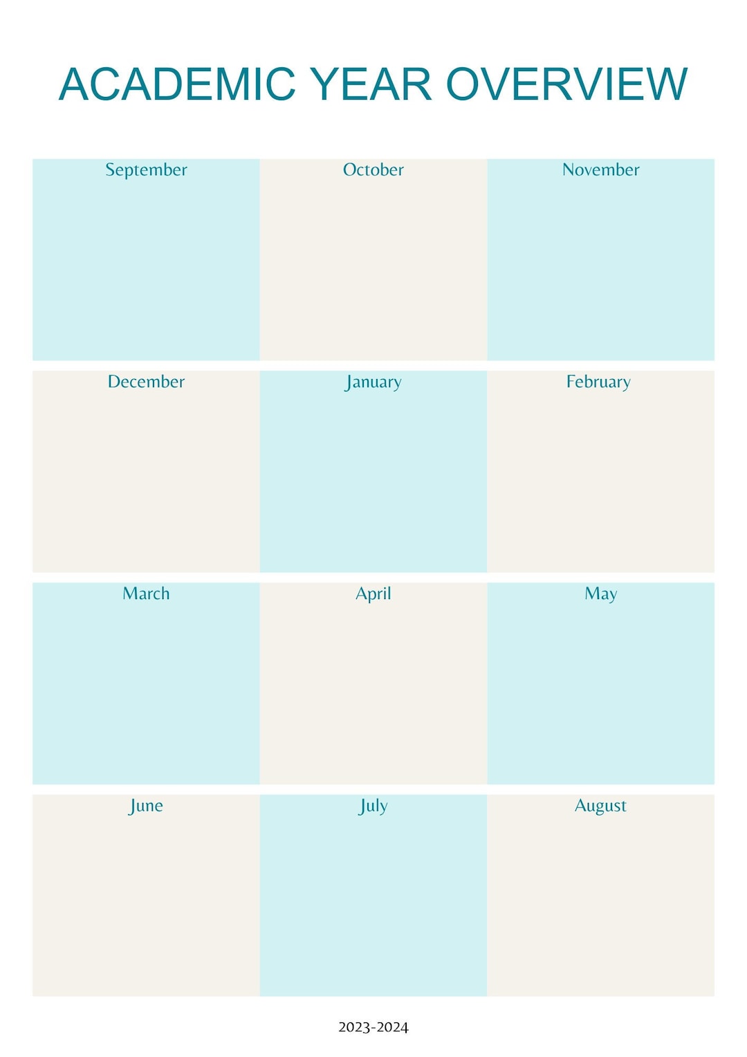 Academic Year 1 Page Calendar - Etsy