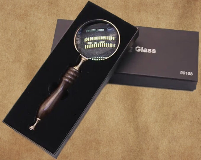 Custom Name Engraved Retro Wood Magnifying Glass, Optical Glass