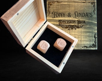 Decision Dice with Box, Personalized Date Night Movie Food Decision Dice Engraved, Gift for Couples, Friends, Husband, Wife, Relationship