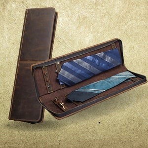 Custom Name Engraved Cuff Links & Neck Tie Pouch, Zippy Necktie Travel Case, Tie Cufflinks Storage Pouch, Mens Dress Small Accessories Pouch