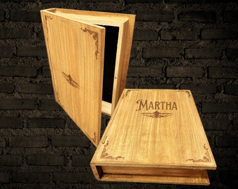 PERSONALIZED GIFT, Openable Book Box, Wood Fake Book Storage, Victorian Vintage, Decorative Coffee Table Book Box, Faux Book Memory Box