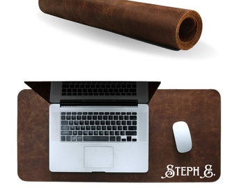 Leather Desk Computer Laptop Mat, Large Mouse Pad, Name Engraved Desk Mat, Genuine Leather Desk Mat, Office Decor, Custom Leather Desk Pad