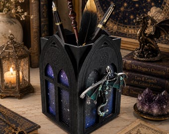 Gothic Desk Organizer, Pen Holder, Fantasy Office Decor, Dark Academia Desk Accessory, Medieval Gothic Gift