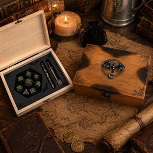 Dragon DnD Dice Box, Wooden Dice Storage, Maple Dice Vault, RPG Organizer, Dungeon Master Gift