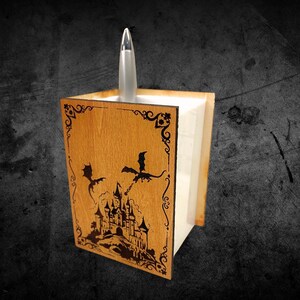 Desk Organizer, Pen Holder, Magical Theme Castle and dragons lover Gift, Personalized Name