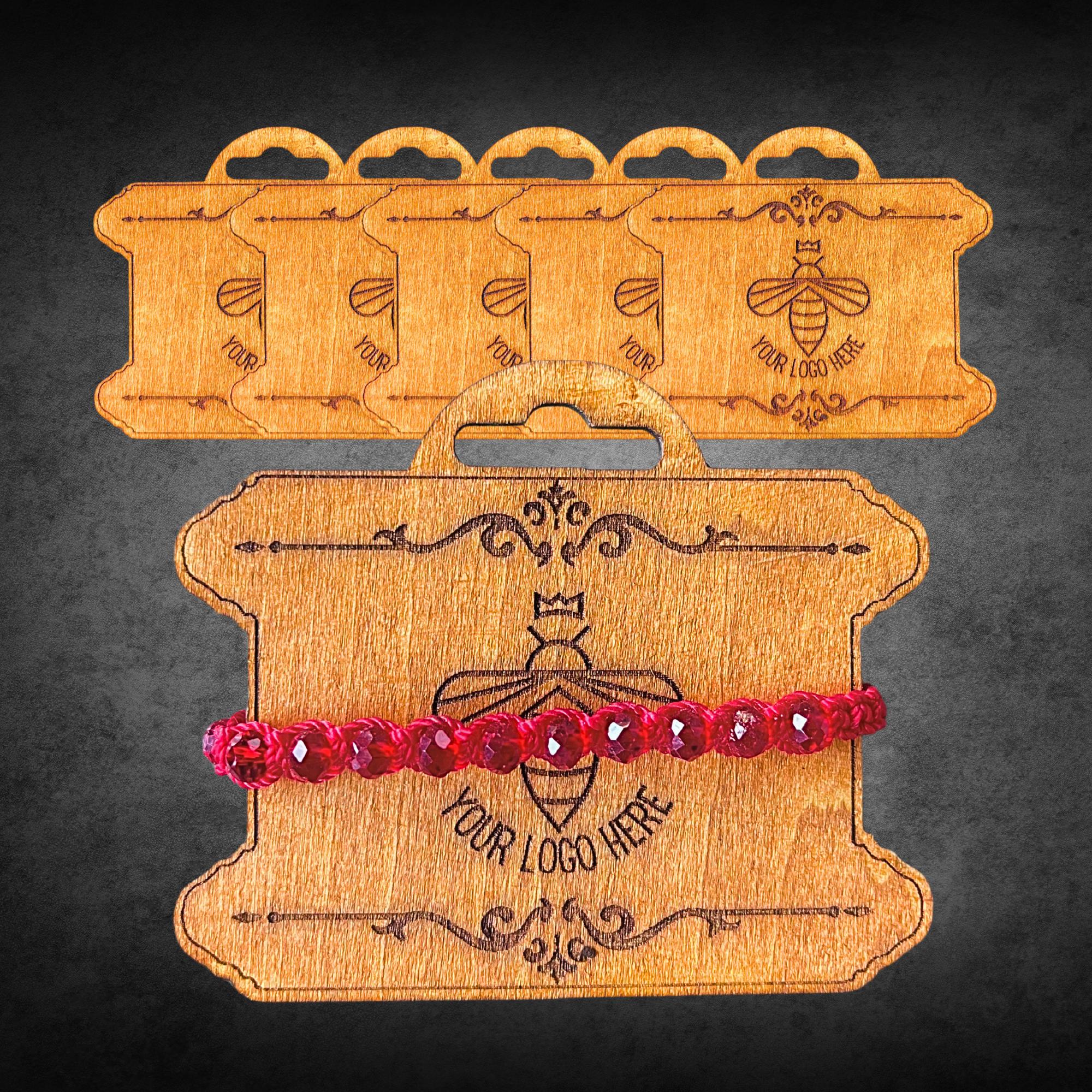 Bracelet Display Cards (Pack of 6) – Engraved Design, Custom Logo Option – Jewelry Packaging & Retail Display